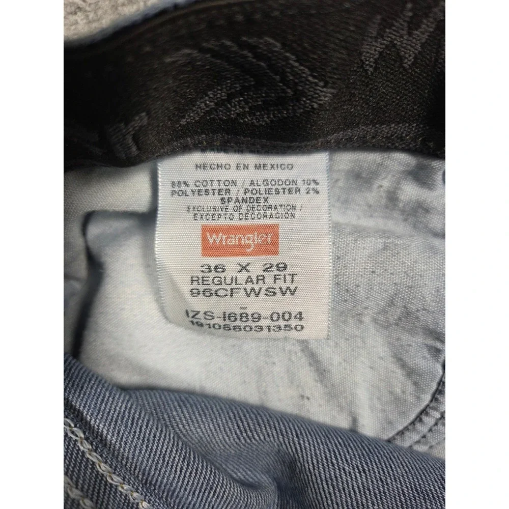 Wrangler Regular Fit Jeans Mens 36x29 Blue Denim‎ Straight Leg Stretch Comfort